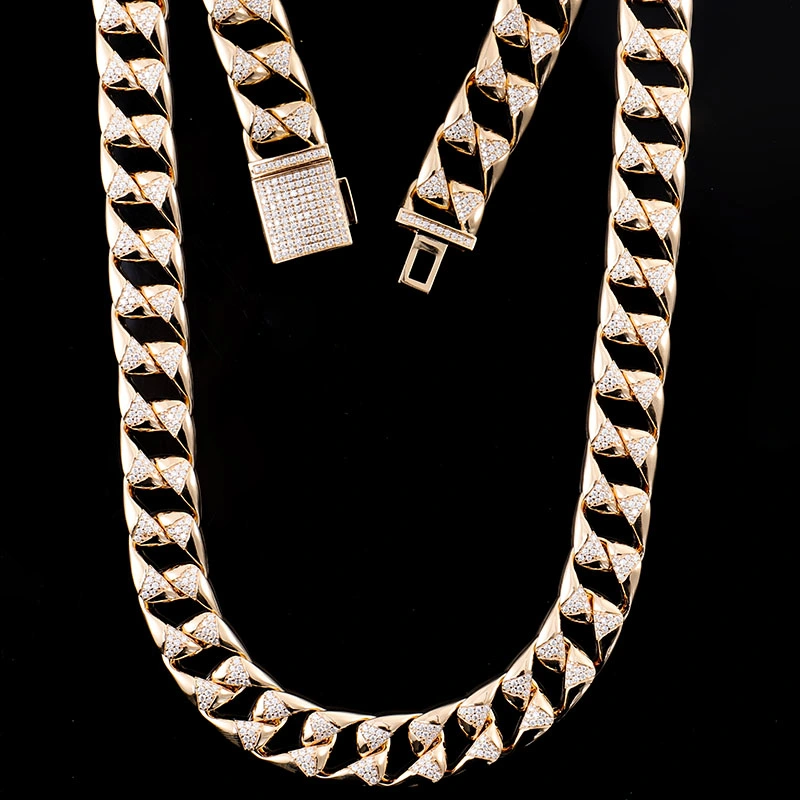 Vvs Moissanite Diamond Necklace Silver Cuban Link Chain Necklace 925 Sterling Silver Moissanite Jewelry for Men Gold Necklace Chain