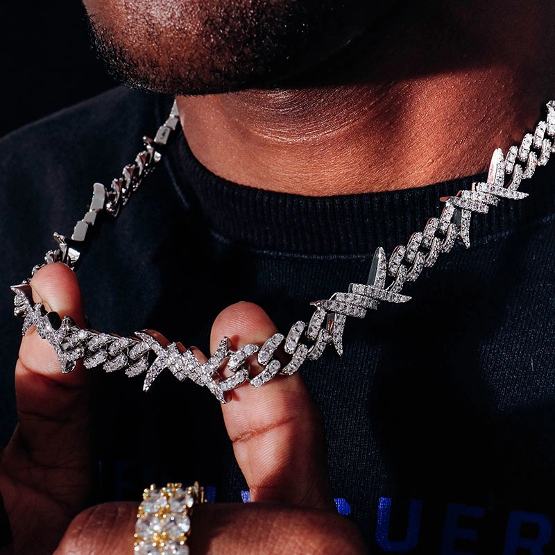 Iced out Bling Diamond Hip Hop Miami Wholesale Cuban Link Chain Jewelry Moissanite Cuban Chain