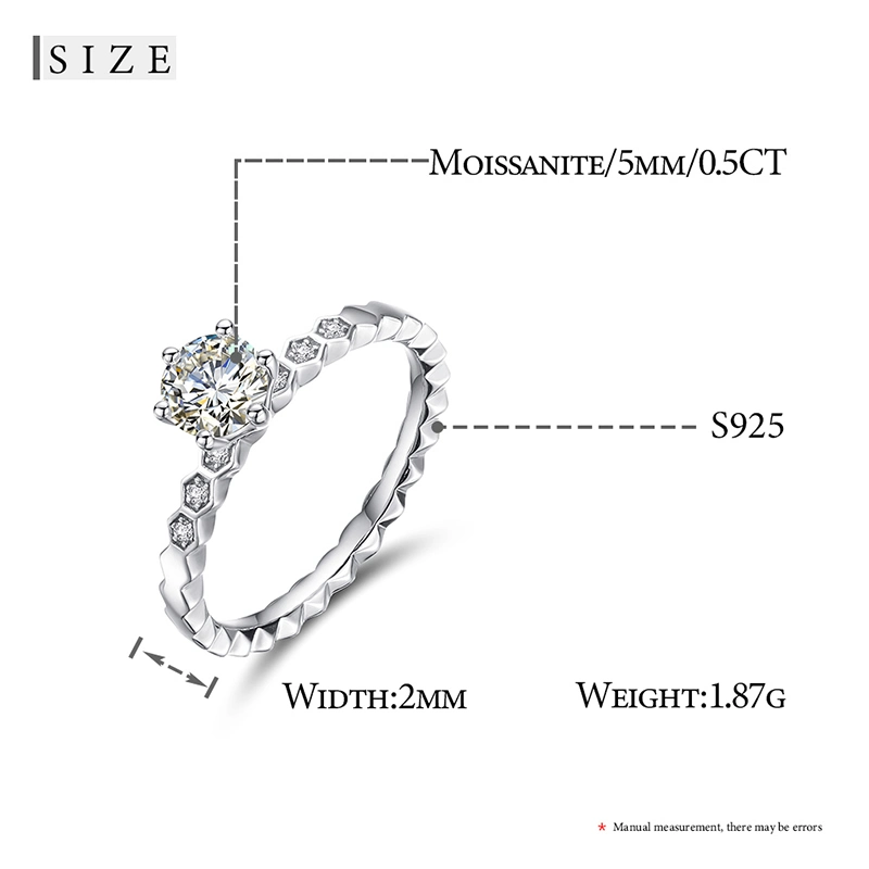 925 Sterling Silver 0.5 Carat D Vvs Moissanite Engagement Wedding Rings for Women Moissanite Ring Wedding Band