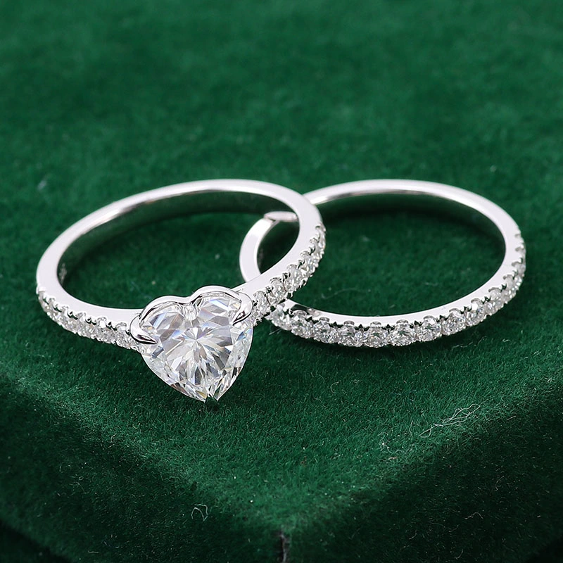 Wholesale Women Fashion Engagement Ring 1.5CT Heart Shape Moissanite Moissanite 14K Gold Rings