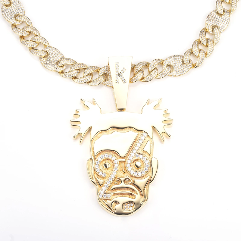 MSN-542 Hip-Hop Jewelry 925 Silver Men&prime;s Moissanite Cuban Link Chain Pendant