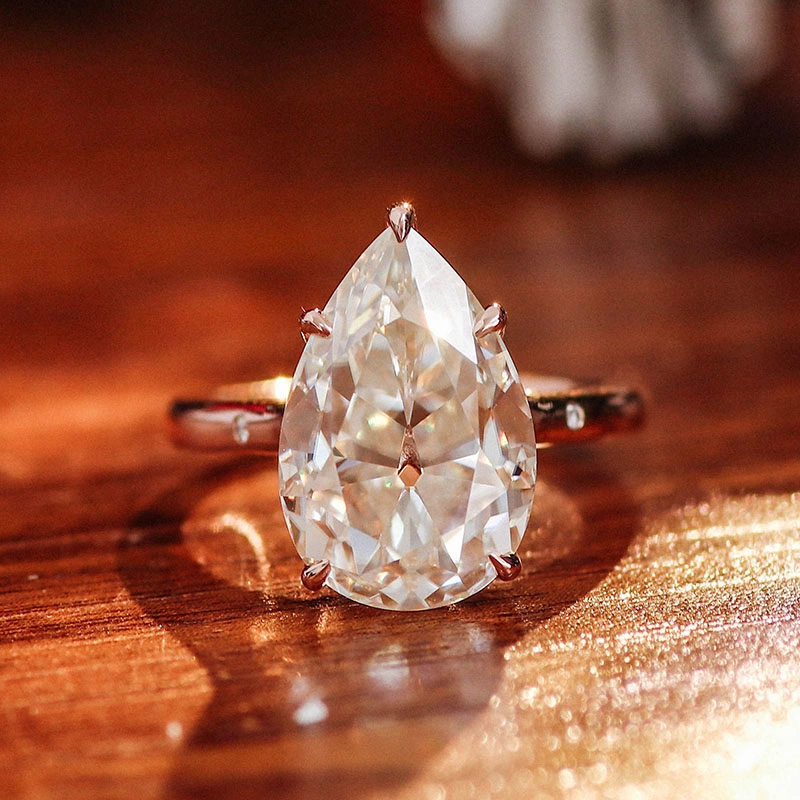 Wholesale Custom Def Color Pear Shape 1.5 Carat CT Moissanite Ring 14K Gold Wedding Engagement Ring