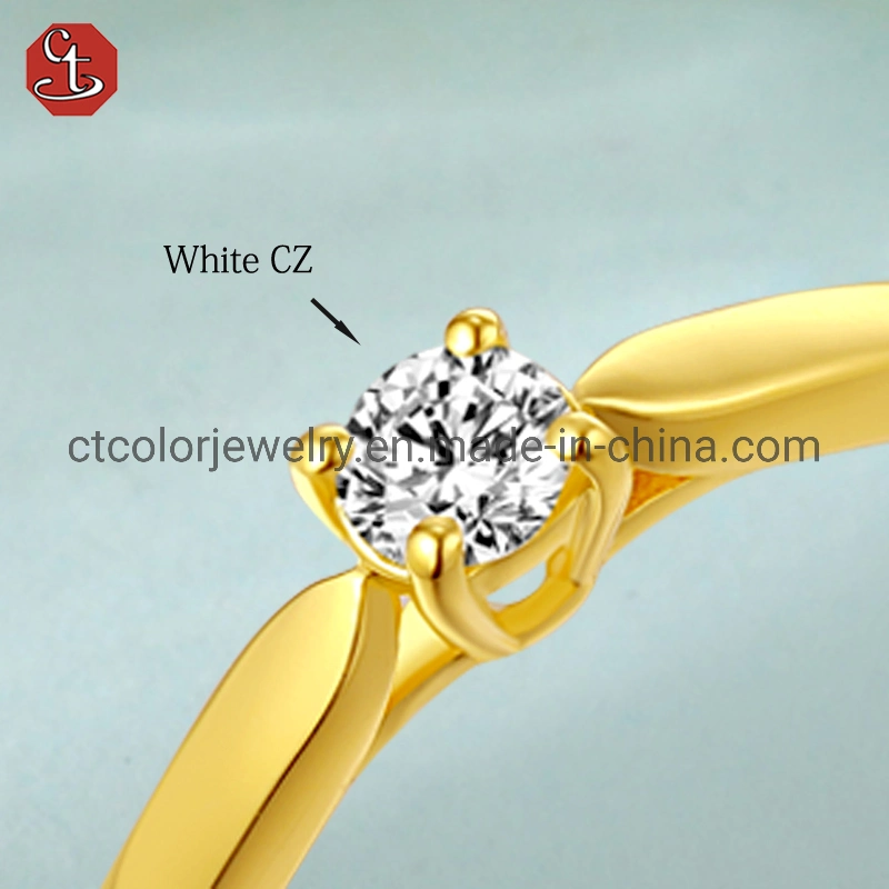 Simple Design 14k Plated White Zircon or Moissanite Sterling Silver Ring Simple Style Women&prime;s Jewelry