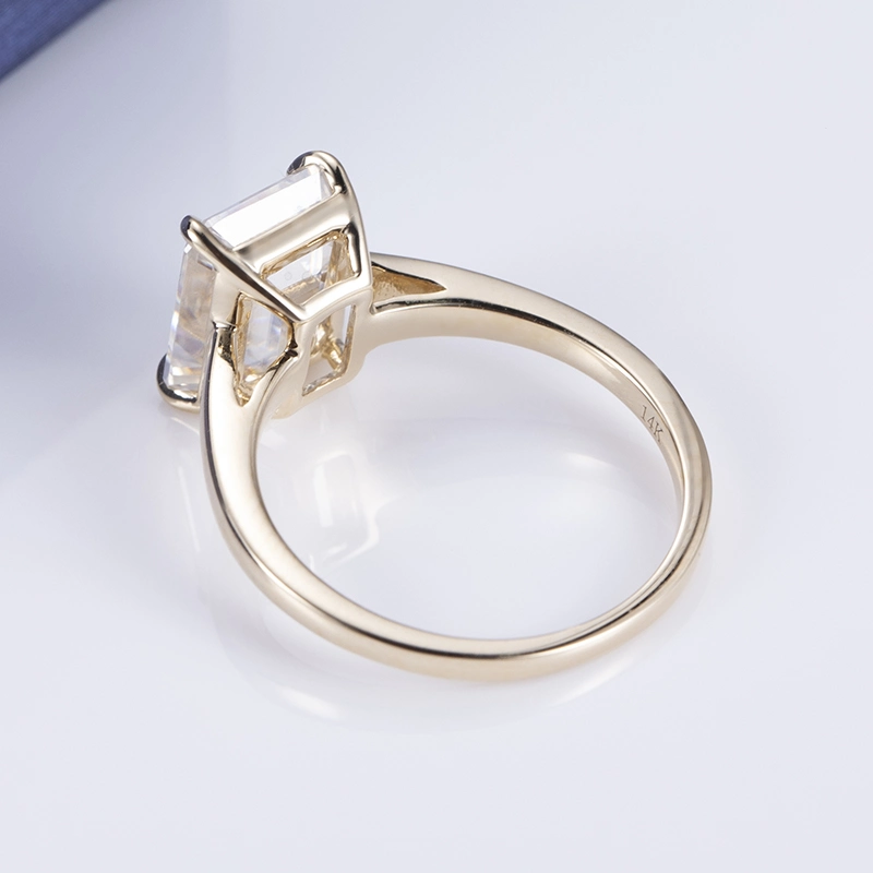 Messi Gems Ms-543 18K Yellow Gold Women Engagement 7*9mm Emerald Cut Moissanite Ring