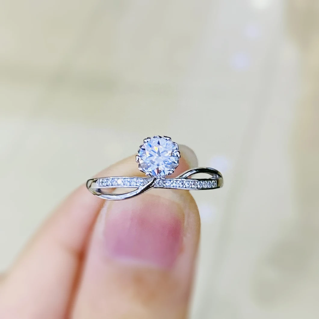 925 Sterling Silver 50 Point Moissanite Engagement Wedding Ring