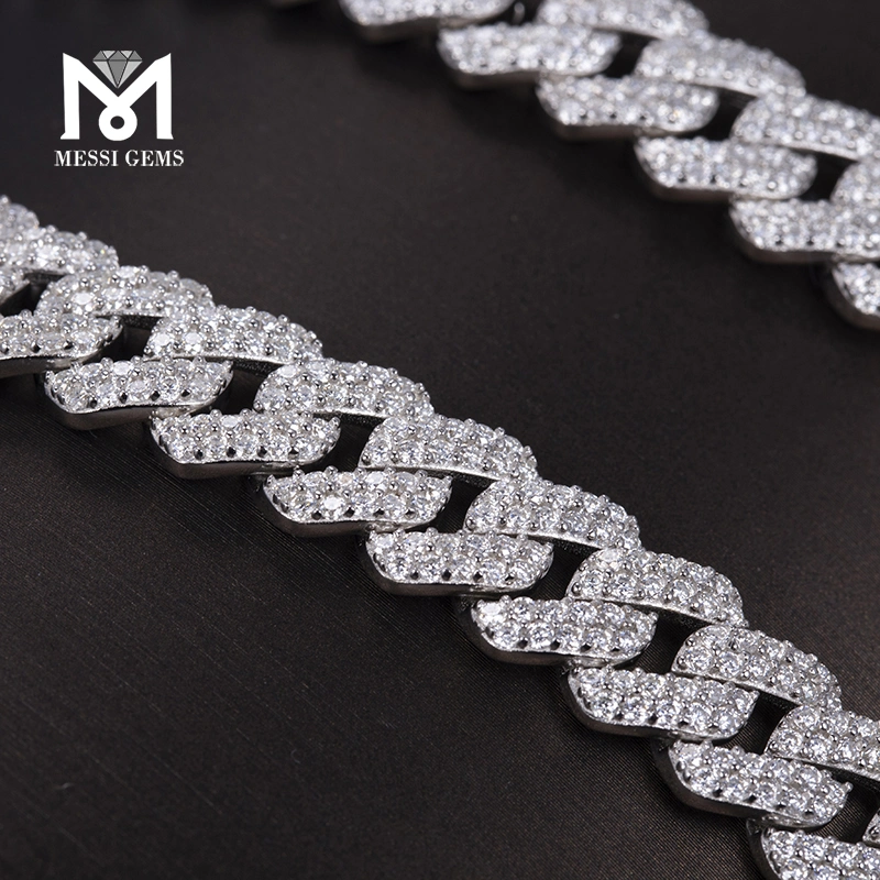 Ms-511 10mm 12mm Width 18inch 20inch 22inch 24inch Length 925 Sterling Silver Moissanite Diamonds Hip Hop Cuban Chain Link
