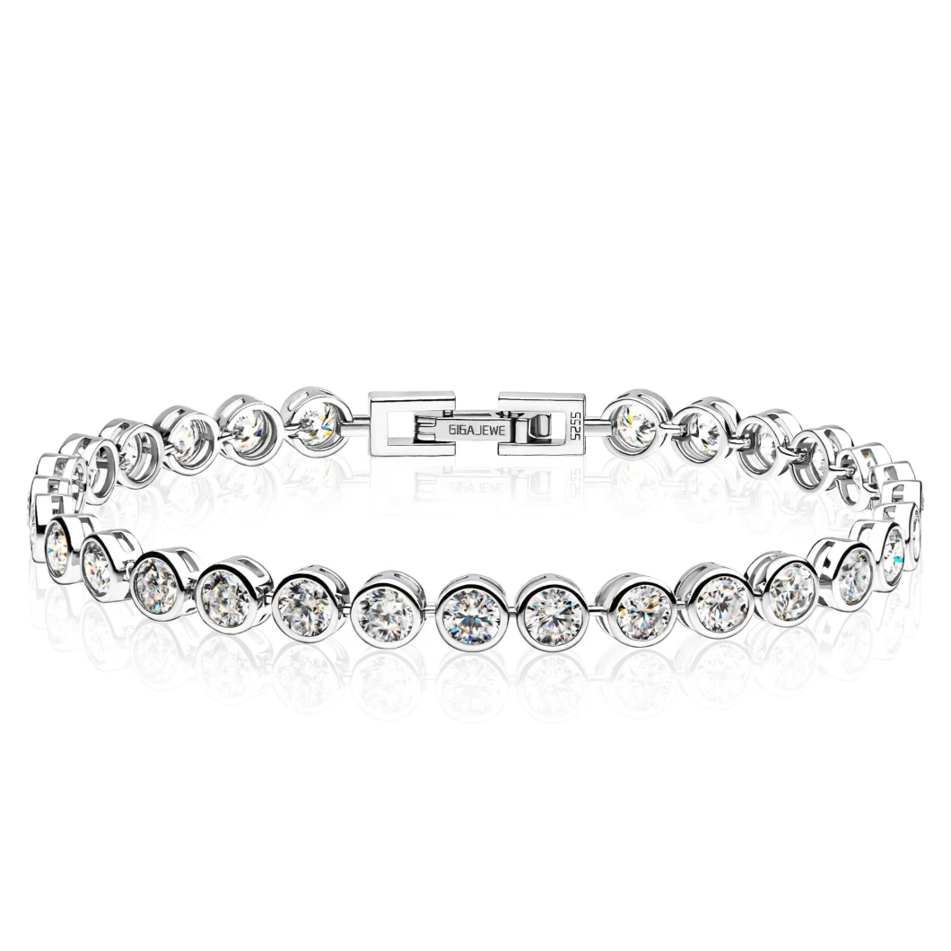 Fashion Jewelry 925 Sterling Silver White Created Moissanite Tennis Bracelet for Women