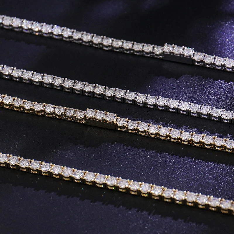 Factory Low Price Tennis Necklace Chains for Women Men Iced out Moissanite Diamond 2-5mm Real Gold Silver Jewelry Necklace