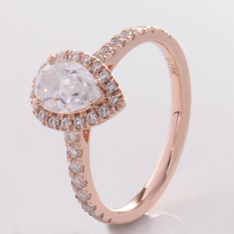 Eternal Series Rose Gold Def Color Pear Cut Moissanite Diamond Engagement Rings Valentine&prime;s Day for Lovers