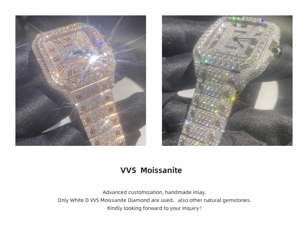 Custom Luxury Watch Men Moissanite Diamond Watch Iced out Vvs Moissanite Watch Hiphop Watch Fashion Jewelry