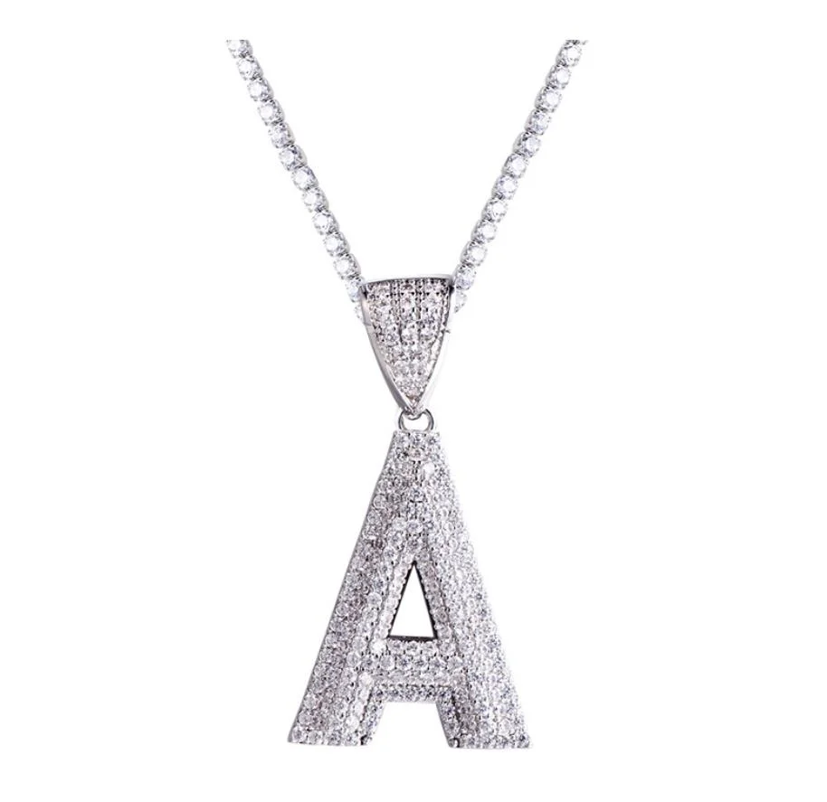 2022 Popular Custom Jewellery Alphabet Letter Name Jewelry Iced out Pendant Charms Necklace Hip Hop Jewelry