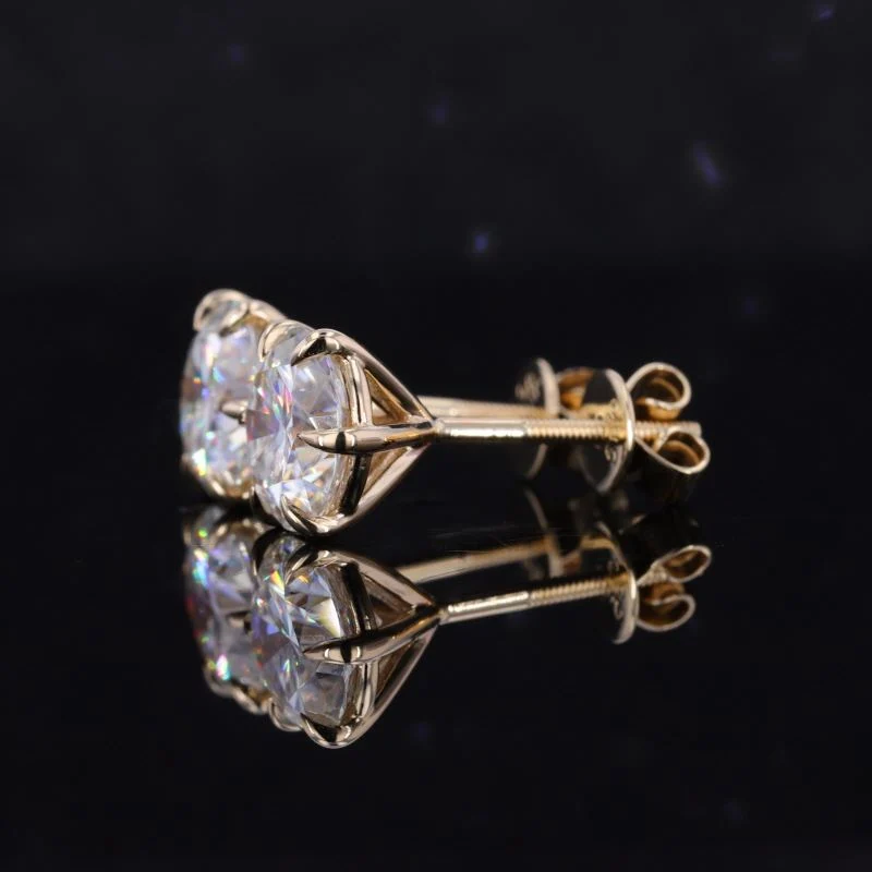 Classic Simple Round H&a Brilliant Cut 0.5CT 1CT 2CT Moissanite Gold Earring Studs