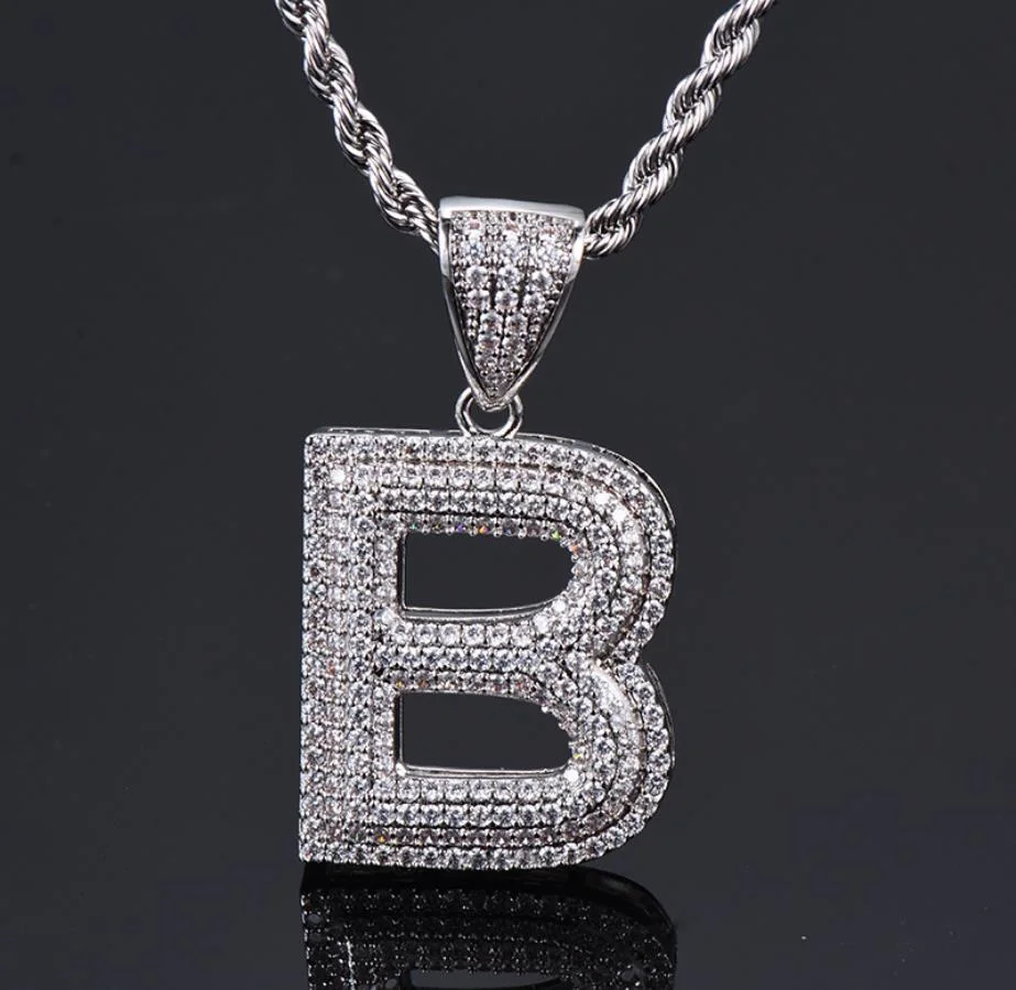 2022 Popular Custom Jewellery Alphabet Letter Name Jewelry Iced out Pendant Charms Necklace Hip Hop Jewelry