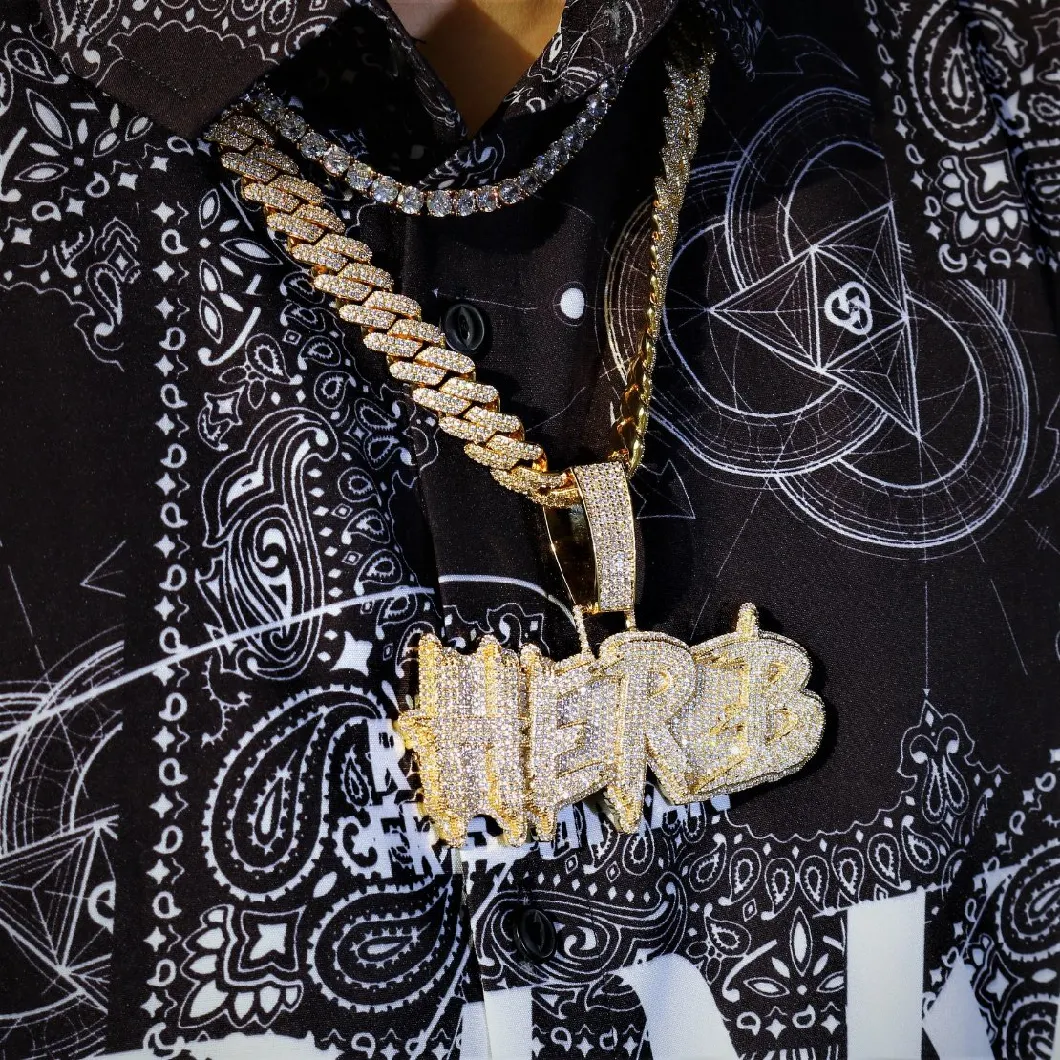 DIY Custom Name Cuban Link Letter Necklace Chain Full Bling Punk Bling Bling Iced out Hip Hop Pendant
