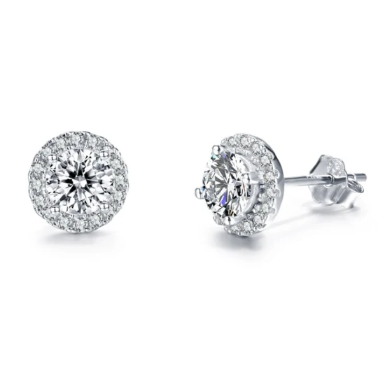 Wholesale Lab Grown Moissanite Diamond Jewelry 925 Sterling Silver Stud Earrings Wedding Jewellery