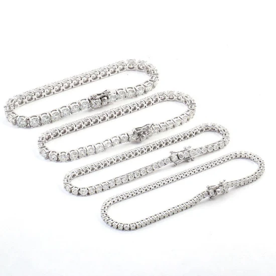 Solitaire Combo Set 2mm3mm4mm5mm Silver Gold Plated Moissanite Bracelet Tennis Chain