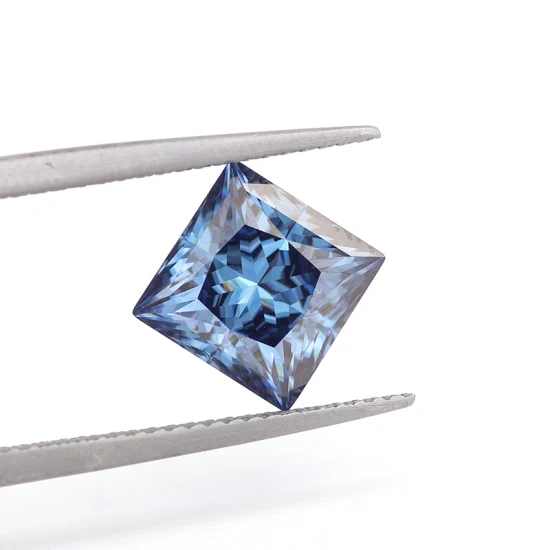 Princess Cut Blue Moissanite Loose Stone Factory Wholesale with Certificate for Jewelry Marking