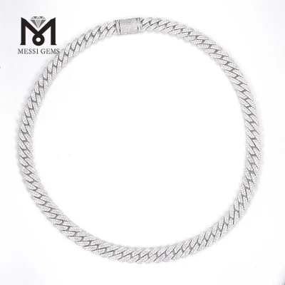 Ms-511 10mm 12mm Width 18inch 20inch 22inch 24inch Length 925 Sterling Silver Moissanite Diamonds Hip Hop Cuban Chain Link