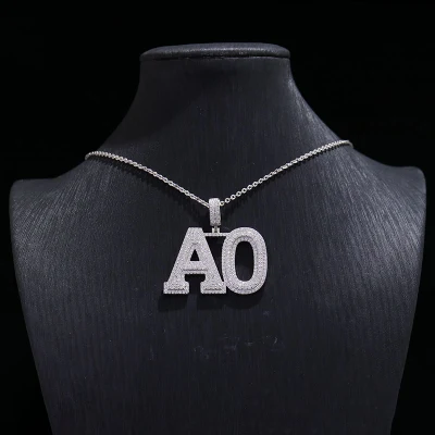2inches Wholesale Full Iced out Customized Silver Moissanite Pendant Letter Ao Man Hip Hop Pendant Jewelry