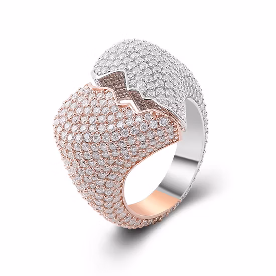 Personalized Heartbreak Ring 925 Sterling Silver Gold Plated Moissanite Diamond Zircon Rings for Men and Women