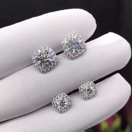 Wholesale Lab Grown Moissanite Diamond Jewelry 925 Sterling Silver Stud Earrings Wedding Jewellery