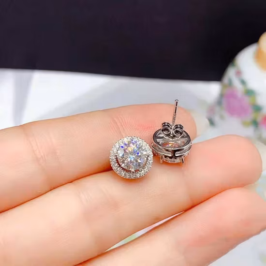 Wholesale Lab Grown Moissanite Diamond Jewelry 925 Sterling Silver Stud Earrings Wedding Jewellery