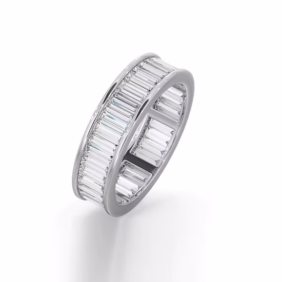 Fashion Jewelry 18K White Gold Moissanite Diamond Ring Round Brilliant Cut Wholesale Hip Hop Jewelry Men′s Rings
