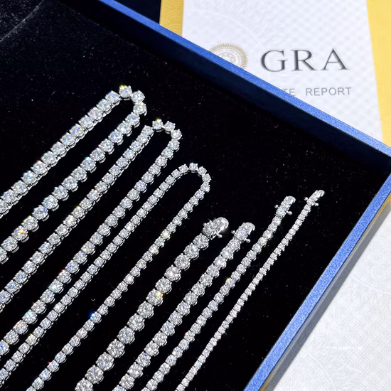 White Gold Plated Silver 2mm 3mm 4mm 5mm Round Brilliant Cut Lab Created Moissanite Diamond Tennis Bracelet Womens Chain