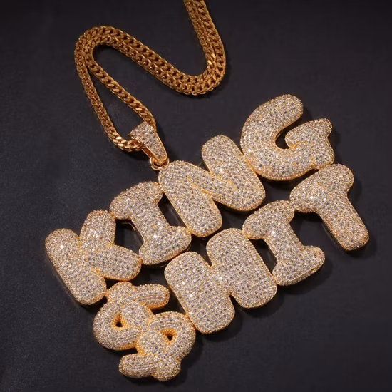 DIY Custom Name Cuban Link Letter Necklace Chain Full Bling Punk Bling Bling Iced out Hip Hop Pendant