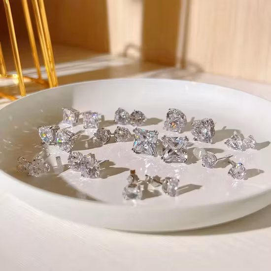 925 Sterling Silver Created Moissanite Lab Diamonds Aquamarine Drop Dangle Earrings Fine Jewelry