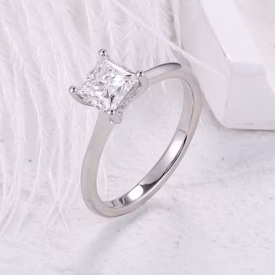 Unique 10K White Gold 2 Carat Round&Rectangle Vvs Moissnaite Diamond Moissanite Eternity Engagement Ring