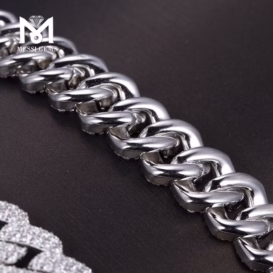 Ms-511 10mm 12mm Width 18inch 20inch 22inch 24inch Length 925 Sterling Silver Moissanite Diamonds Hip Hop Cuban Chain Link