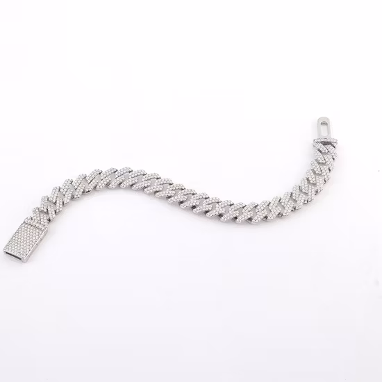 Cuban Link Chain 925 Sterling Silver 7-9 Inches Moissanite Diamond Bracelet Rhodium Plated Ice Chain Diamond for Men