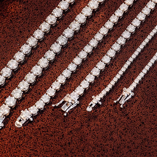 Moissanite Tennis Chain Jewelry Real Moissanite Diamond Vvs Clarity 2mm to 5mm 925 Sterling Silver Hip Hop Tennis Chain